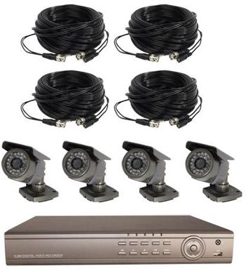 Digital Video Surveillance - 4 Channel Wired Recording System W/O Monitor