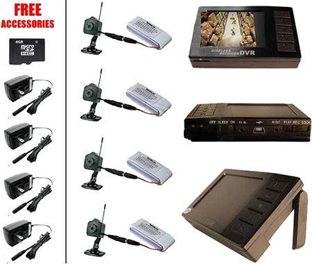 Wireless Loss Prevention System w/ Motion Detect & 4 Mini Cams