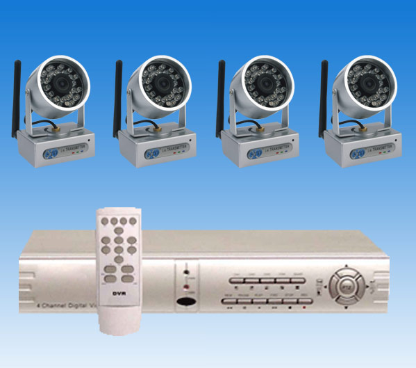 Four Wireless Long Range Weatherproof Low Light Cameras DVR