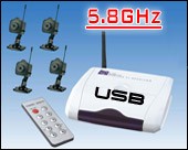 Mini 5.8GHz Wireless Spy Camera with PC USB Adapter (Set of 4) 
