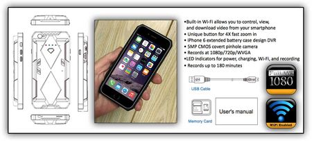 LawMate iPhone 6 Hi-Def Covert Video Case w/WiFi