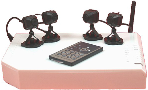 4 Wireless Color Cams & USB Quad Receiver w/Remote View