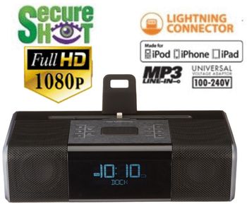 Full High Def 1080P Ipod Dock Clock Radio Spy Camera/DVR w/NightVision
