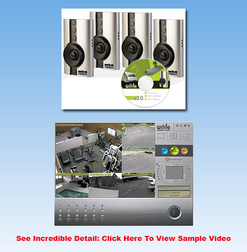 Four Camera Indoor Video Surveillance Kit w/Free Remote Viewing