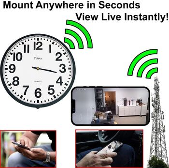4G LTE All-in-One Battery Powered Wall Clock Spy Camera