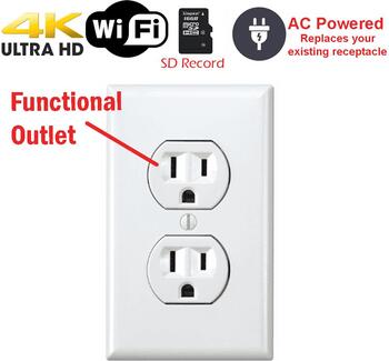 4K Ultra HD AC Powered Functional Receptacle Outlet Spy Camera