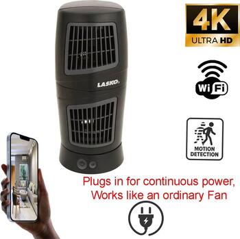 4K Ultra HD WiFi AC Powered Table Fan Spy Camera (Call before placing order)