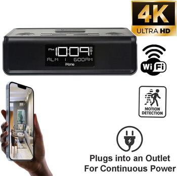 4K Ultra HD WiFi AC Powered iPhone Dock Radio Spy Camera