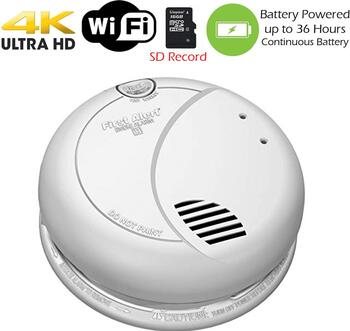 4K Ultra HD Battery Powered WiFi Smoke Detector Fire Alarm Spy Camera