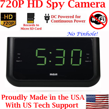 SecureGuard HD 720p Alarm Clock Radio Spy Camera Covert Hidden Nanny Camera Spy Gadget (New Cost Efficient Line)