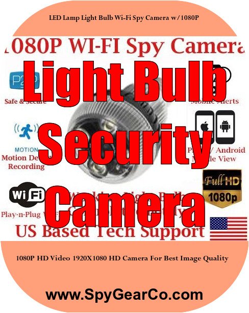 LED Lamp Light Bulb Wi-Fi Spy Camera w/1080P