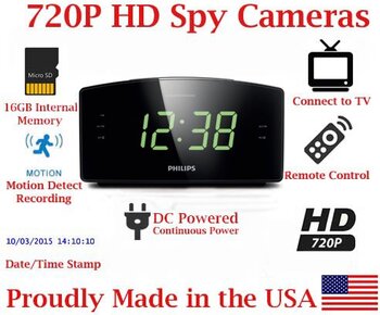 SecureGuard HD 720P 100% Covert Alarm Clock Radio Spy Camera Hidden Nanny Camera Spy Gadget ( SD CARD MODEL / NO WI-FI )