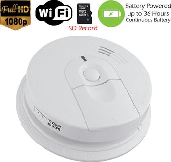 K4618 1080P Elite WiFi 36 hour Battery Powered Smoke Detector Spy Camera
