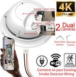 SecureGuard 4K Dual HD Smoke Detector WiFi Spy Camera Wi-Fi Fire Alarm Spy Camera  Ceiling Mount  110V AC Connector (9120 Model) (Dual 4K Cameras)