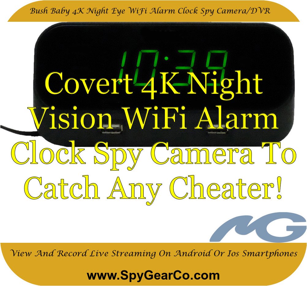 Bush Baby 4K Night Eye WiFi Alarm Clock Spy Camera/DVR