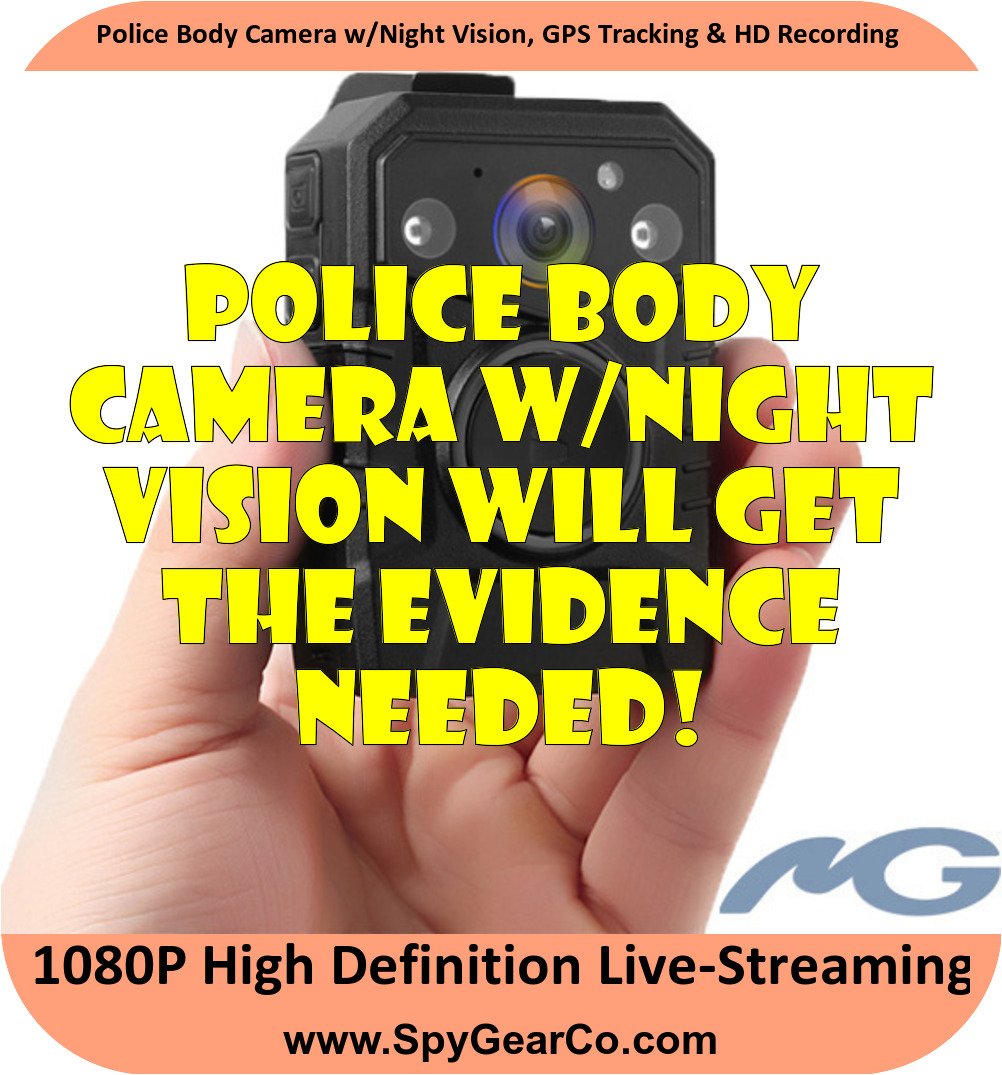 Police Body Camera w/Night Vision, GPS Tracking & HD Recording