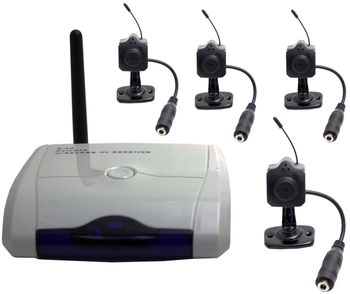 Mini Wireless Color Spy Cameras w/ PC USB Adapter (Set of 4)