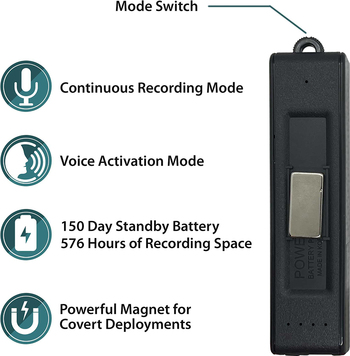 K-BANK-OTG – Long Life Covert Audio Recorder 150 Days Standby & 160 Hours Continuous Recording – PBN – TEC