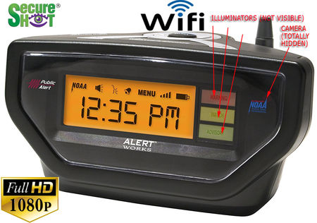 SecureShot HD Live View Weather Alert Alarm Clock Radio Spy Camera/DVR w/Nightvision
